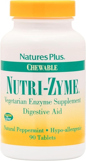 [BRSWIYT3PMDWO2IZ] NaturesPlus Nutri Zyme - 90 Chewable Tablets, Peppermint Flavor - Vegetarian Enzyme Supplement with Bromelain & Papain, Natural Digestive Aid - Gluten-Free - 45 Servings