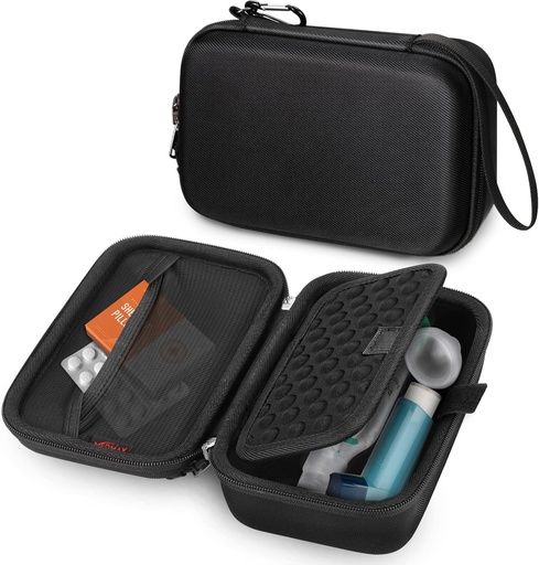 [BRSRAY35BMCAOHQ7] Hard Shell Case for Portable Nebulizer Asthma Inhaler, Portable Shockproof Anti-Scratch Travel Carrying Case for Personal Inhalers Nebulizador for Breathing Problems Handheld Nebulizer, Black