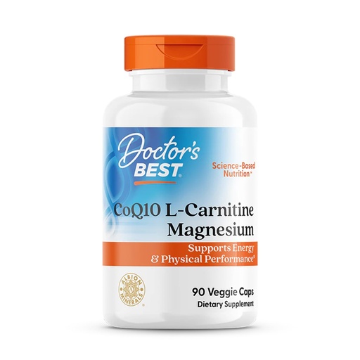 [BRSWGEILOYMAID3Z] Doctor's Best CoQ10 L-Carnitine Magnesium Supplement - Energy & Exercise Support for Men & Women, Naturally Fermented Coenzyme Q10, Gluten Free, Soy Free, Vegan Formula - 90 Veg Caps
