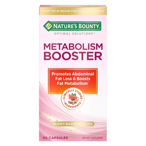 [BRSRMBITCICQKFL5] Nature’s Bounty Optimal Solutions Metabolism Booster Supplement, Boosts Fat Metabolism, Promotes Abdominal Fat Loss, With Citrus Extracts and Black Ginger, 60 Capsules