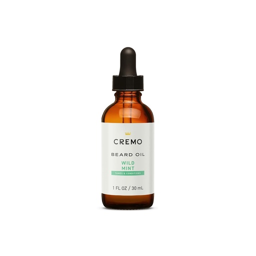[BRSWECQHDMCGGAY7] Cremo Beard Oil, Revitalizing Wild Mint, 1 fl oz - Restore Natural Moisture and Soften Your Beard To Help Relieve Beard Itch