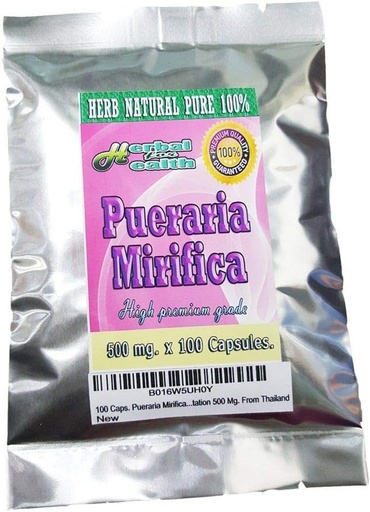 [BRSWKZA6OYOBY2LU] 100 Caps. Pueraria Mirifica Powder Root Pure 100% Breast Augmentation 500 Mg. from Thailand