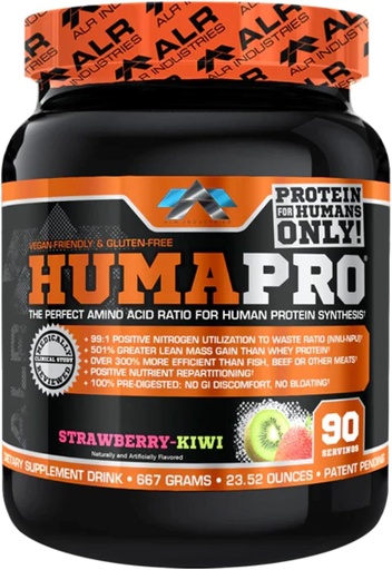 [BRSWICAQOEIRMH3M] Humapro | Amino Acids Protein Matrix for Humans | 99% Utilization for Lean Muscle | Vegan, Gluten Free | 667g / 90 Servings (Strawberry Kiwi)