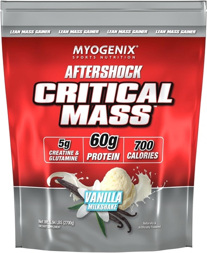 [BRSWIYAHCZ7REE3G] Myogenix Critical Mass Gainer - שריר שמן מקבל תוספת, Zero Lactose Whey אבקת חלבון - Anabolic Whey חלבונים - Vanilla (5 lbs)