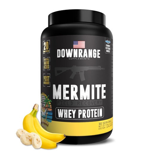[BRSROGALOIGW2FDX] DownRange Mermite Whey Protein Powder, Post Workout Muscle Recovery and Energy Support, Drink Mix Supplement with 20g Whey Protein, 9g Amino Acid, 30 Servings (Banana)