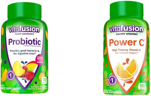 [BRSRAYANO4HR6ALO] Vitafusion Probiotic and Vitamin C Gummy Supplements, 70 Count and 150 Count