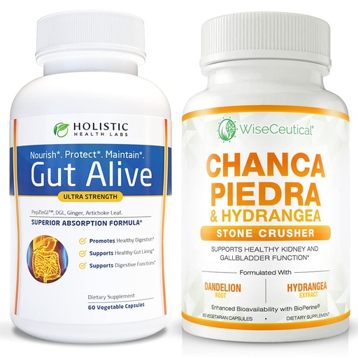 [BRSW2BT7CJ7AODQ3] All-Natural Gut and Kidney Health Supplements | Ginger, Artichoke Leaf Extract, Deglycerized Licorice Root & Patented Zinc Carnosine | Stone Crusher Chanca Piedra, Hydrangea & Dandelion Root