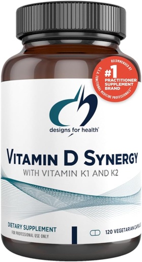 [BRSWIZTYCB5BQEQV] Designs para Saúde Sínergia Vitamina D - 2000 UI Vitamina D com Suplemento K - Suporta Moods Saudáveis, Saúde Óssea + Saúde Imune para Adultos - VIT D3 + Vitamina K - Sem Glúten + Não-GMO (120 Cápsulas)