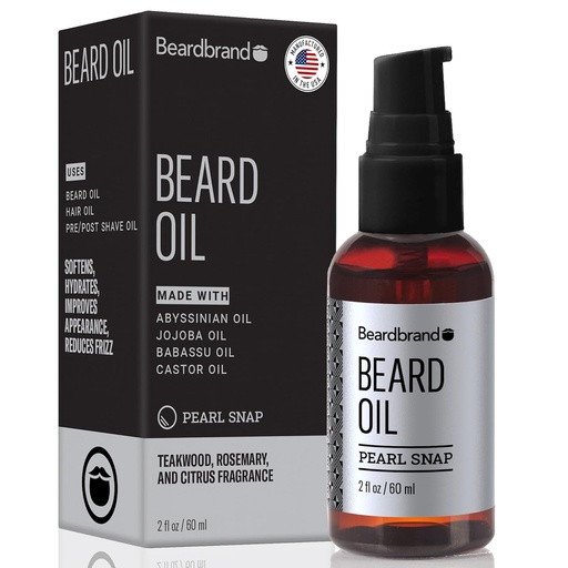 [BRSRAYATOUHAAALL] Beardbrand Beard Oil for Men with Jojoba & Vitamiin E – Softens Stubble, Conditions Skin & Promotes Beard Growth | Teakwood, Rosemary & Citrus Scent | 2 fl oz