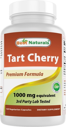 [BRSWKYI3AR7BO2DE] Best Naturals Tart Cherry Extract 1000 mg (Non-GMO) Veggie Capsules - Promotes Healthy Uric Acid Levels Within Normal Range, Healthy Joint Function & Promotes Healthy Sleep Cycle, 120 Count