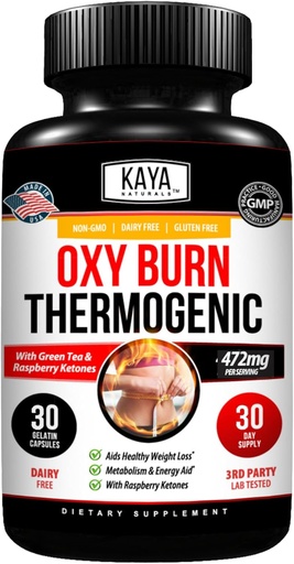 [BRSRAYAHO4GRAAI3] Kaya Naturals Oxy Burn - Thermogenic Herbal Formula for Active Living - Non-GMO & Gluten- Free - 30 Count