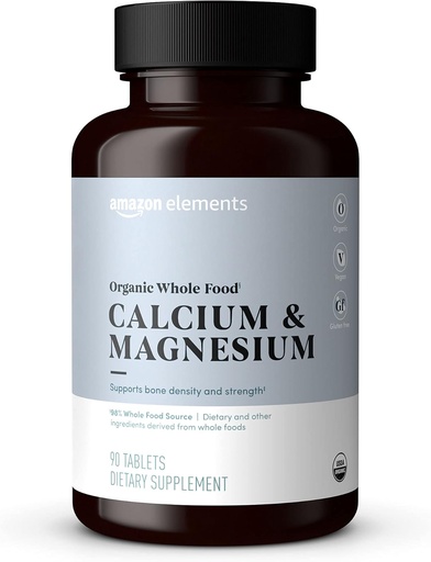 [BRSWYBQHCMPBY3Y2]   Elements - Organic Whole Food Calcium & Magnesium, Vegan, Gluten Free, 90 tablets
