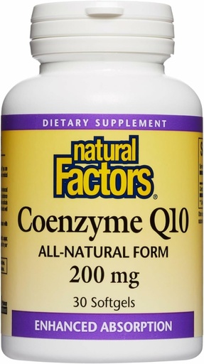 [BRSWIGT6BEORKHDU] Natural Factors Coenzyme Q10 - Antioxidant Support Supplement Supports Cellular Energy Production - Better Absorption Aids Healthy Heart Function - 200 mg, 30 Softgels (30 Servings)