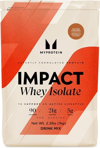 [BRSWGATYOABWOEI2] Myprotein ảnh hưởng Whey Protein cô lập, 2.2 Lbs (40 phục vụ) Salt Caramel, 21g Protin & 6g BCAA Per Service, Gluten- Free Shake for strength & Recovery