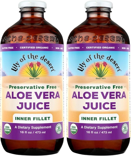 [BRSRMFIYC55QMGQ7] Li Of The Desert Organic Aloe Vera Juice, Inner Fillet, 16 Fluid Ounce (Pack of 2)
