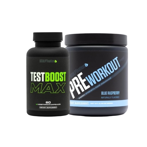 [BRSROAY3CF4BSFDO] Sculpt Nation by V Shred Test Boost Max and Pre Workout Blue Raspberry Powder Bundle