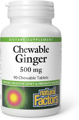 [BRSWKH3QAQGA2DI5] Naravni dejavniki žvečljivi Ginger 500Mg, 90 CT