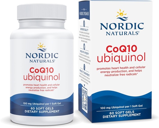 [BRSWIEL2OMBWO2D2] Nordic Naturals Nordic CoQ10 Ubiquinol - 60 Mini Minkšti geliai - 100 mg Coferment Q10 (CoQ10) Ubiquinol - Heart & Braine Health, Cellular Energy Production, Antioksidant Support - Non-GMO - 60 Servings