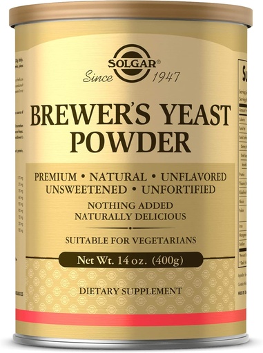 [BRSWIYTYO4GQ4FI3] Solgar Brewer's Yeast Powder, 14 oz - Rich Source of Amino Acids, B-Complex Vitamins, Minerals, & Protein - Natural, Unflavored, Unsweetened - Dairy Free, Vegetarian - 13 Servings (Packaging may vary)