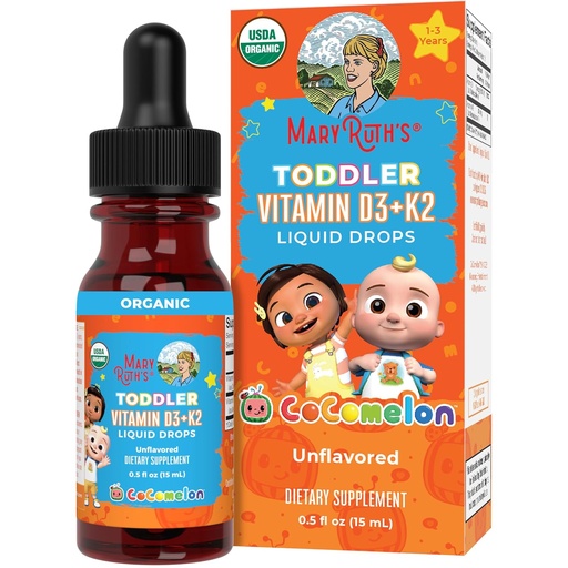 [BRSRMHQ3PMMBA2D7] MaryRuth Organics CoComelon Vitamin D3 K2 Liquid Drops for Toddlers | Vitamin K2 D3 Supplement for Kids Ages 1-3 | Calcium Absorption | Strong Bones | USDA Organic | Sugar Free | 15 mL