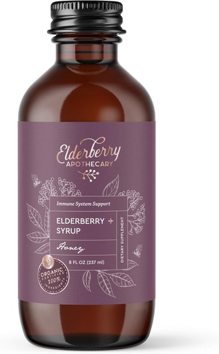 [BRSWYEI5BEAWOFA6] Elderberry Syrup - Tasty, Pure Black Sambucus Liquid Extract - Fresh & Organic Aronia Berries, Ginger Root, Cinnamon, Echinacea - Supports Immunity, Natural Antioxidant - 8oz