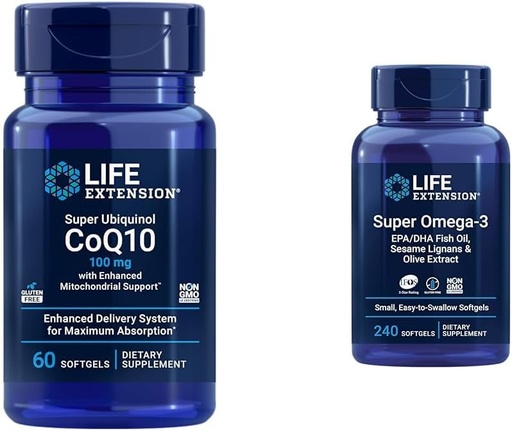 [BRSROCYKPJ7BO3LV] Super Ubiquinol CoQ10 con soporte Mitocondrial mejorado, ubiquinol CoQ10 & Super Omega-3 EPA/DHA Fish Oil, Sesame Lignan &amp; Olive Extract - Omega 3 Suplemento