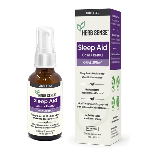 [BRSROBQNOYPBA3LH] Sleep Aid, Liquid Melatonin, Natural Herbs, Calm, Restful, Oral Spray,1 oz, Drug-Free, 60 Servings