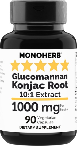 [BRSROGQQDJYQGG3F] MONOHERB Amorphophallus konjac Radix Extract Glucomannan 1000 mg - 90 Vegetarian Capsules