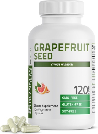 [BRSRMAA5PN6WCE3G] Bronson Grapefruit Seed Extract 500 MG per servering Citrus Paradisi stöder immunhälsa och hjälper till att upprätthålla ett hälsosamt gastrointestinalt ämne - icke-GMO, 120 vegetariska kapslar