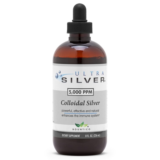 [BRSWIGA4PMNGED3E] Ultra Silver® Colloidal Silver | 5,000 PPM, 8 Oz (236mL) | Ships as (2) 4 Ounce Glass Bottles | Mineral Supplement | True Colloidal Silver - with Dropper
