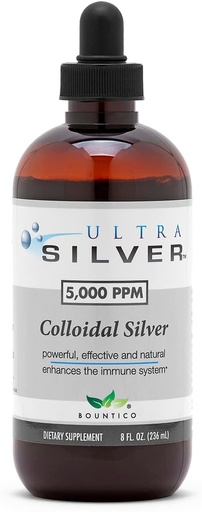 [BRSWIGA4PMNGED3E] Ultra Silver® Colloidal Silver TENIDO 5,000 PPM, 8 Oz (236mL) TENIDO Se envía como (2) 4 botellas de vidrio onza TENIDO Suplemento mineral TEN True Colloidal Silver - con gotero