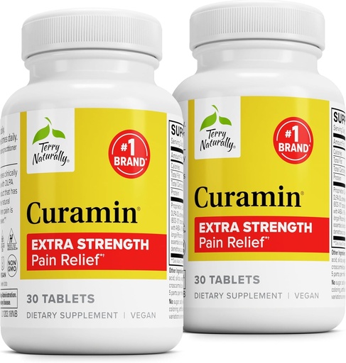 [BRSROEI2BYCBMHLP] Terry Naturally Curamin Extra Strength - Curcumin & Boswellia for Healthy Circulation Support - Turmeric Supplement to Support Joints, Muscle Health & Endorphin Production - 30 Tablets (Pack of 2)