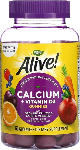 [BRSWIG32DIJRO2TM] NATURES WAY Alive! Calcium Plus D Gummies, 100 mg, 60 CT