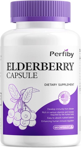 [BRSRAHY7CQFGCYLZ] Elderberry Capsule with Magnesium and Vitamin C, D3 & Zinc - Immune Support Supplement for Adults, 120 Capsules, 60-Day Supply