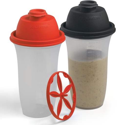 [BRSWYHTQCIFWCYIV] SIGNORA WARE Shaker Bottles | 17-Ounce Plastic Protein Shake Bottle for Meal Replacement Shakes & Smoothies, Beverages, Mixing Salad Dressing & Sauces, Margarita, & More | 2 Pack