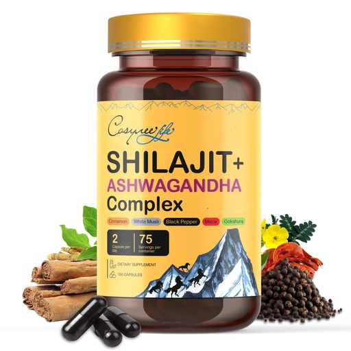 [BRSROFL7BUFBADI6] Himalayan Shilajit Capsules, Shilajit for Men & Women, Shilajit Capsules with Ashwagandha, White Musli & Gokshura, Herbal Shilajit Supplement with Black Pepper & Cinnamon,75 Days (150 Capsules).