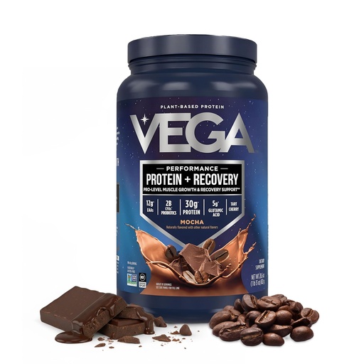 [BRSWKZANPIABGHD6] Vega Protein + Recovery, Mocha – 30g Vegan Protein, Dairy & Gluten Free, Probiotics, NSF Certified, 28.8 oz (19 Servings)