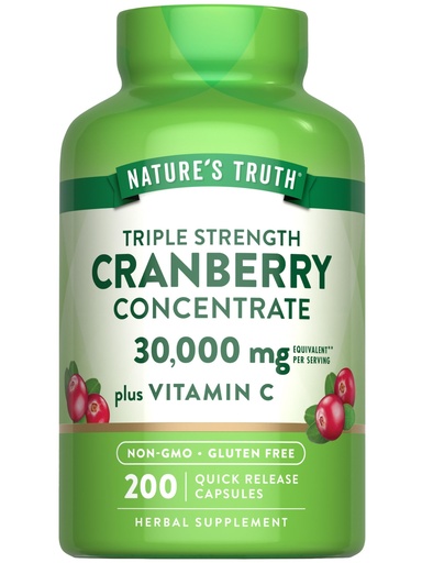 [BRSRO2T6BVYQMCT5] Nature's Truth Cranberry Concentrate Pills | Plus Vitamin C | 200 Quick Release Capsules | Non-GMO & Gluten Free Supplement