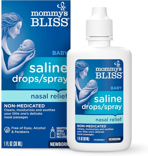 [BRSWYGIPCF5A4EYY] Mommy's Bliss Saline Drops/Spray, Nasal Relief for Newborns & Up, 1 Fl Oz