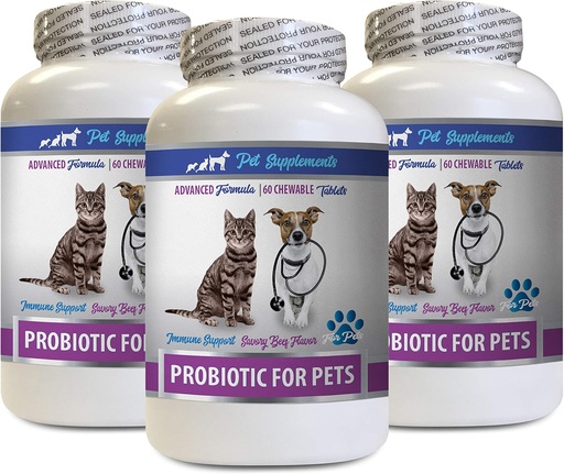 [BRSWGBQHCAMQKAI6] Cats Bad Breath Home Remedy - PROBIOTICS for Pets - Dogs Cats - Bad Gas and Breath Treats - Advanced Immune Boost - cat Digestive suppor - 3 Bottles (180 Treats)