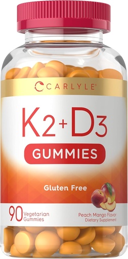 [BRSROCDQCMAQ42Y6] Carlyle Vitamin D3 K2 Gummies Note 124; 90 Greve Note 124; 5000 IE D3 + 100 mcg MK7