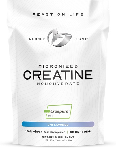 [BRSRAFAYBMARMG32] Creapure Festa Músculo - Creatina Micronizada Mono-hidratado em pó , Premium pré-treino ou pós-treino , Creatina para mulheres e homens , Fácil de misturar, Vegan, Gluten-Free, Seguro e puro (Desflavored, 250g)