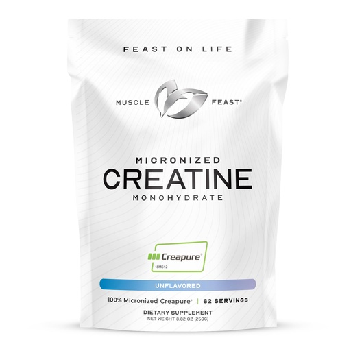 [BRSRAFAYBMARMG32] Muscle Feast Creapure - Micronized Creatine Monohydrate Powder | Premium Pre-Workout or Post-Workout | Creatine for Women & Men | Easy to Mix, Vegan, Gluten-Free, Safe and Pure (Unflavored, 250g)