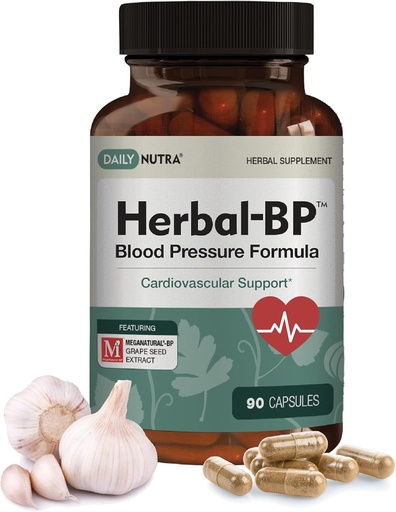 [BRSWECQKAUIWECTZ] Herbal-BP Natural Blood Pressure Supplement - Supports Circulatory Health | Featuring Grape Seed Extract, Garlic, Hawthorn, Olive Leaf & Ashwagandha for Long-Term Support (3-Pack)