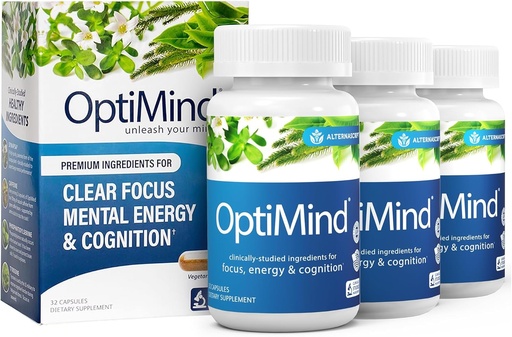 [BRSWGBL7CEDW2YDB] Optimind Bacopa Monnieri Brain Supplement for Memory and Focus, Nootropics with Phosfatidylserine, Huperzine A, Non-GMO, Clinically Studied Ingredients, 96 kapsułki