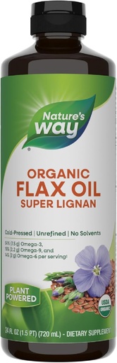 [BRSWIYQPO4PAM2A3] Nature's Way Organic Flax Oil Super Lignan, Cold-Pressed, and Unraffinaderij, 24 Fl Oz
