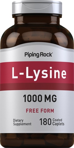 [BRSRMHD7BMPWCAY7] Piping Rock L-Lysine 1000mg Caplets | 180 Pills | Free Form Hydrochloride | Non-GMO, Gluten Free Supplement