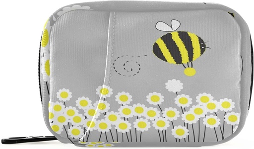 [BRSW2EA5AECQ4H3U] Cartoon Daisy Bee Pill Box 7 Day Pill Case Travel Pill Organizer Bag with Zipper Portable Weekly Case Compact Size for Vitamin Supplement Holder