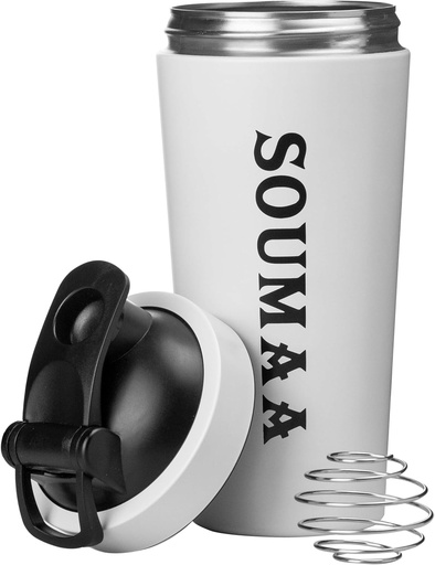 [BRSRAYIDOUGWYAD7] Insulated Stainless Steel Protein Sake Bottle dengan Wire Mixing Balls-24oz Insulated Shaker Bottle untuk bubuk Protein Blending, Smoothie Mixing, Tambahan Mixing dan untuk Pre- Wordout