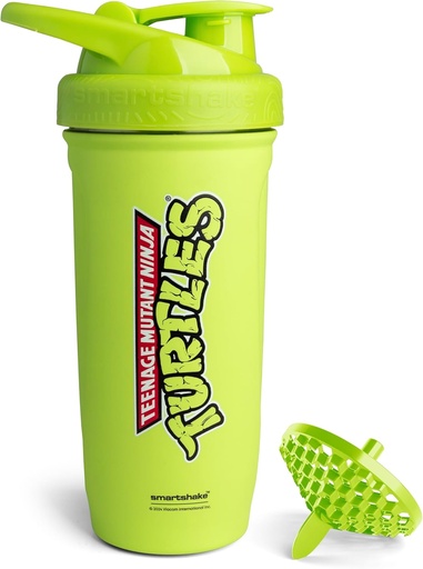 [BRSROCY7O55Q2ELX] Smartshake TMNT Reforce Stainless Steel Protein Shaker Bottle - Non Insulated Unisex Gym Bottle | Metal Shaker Bottles - 900 ml | 30 oz - Leakproof Screw-on Lid - BPA Free | (Light Green)